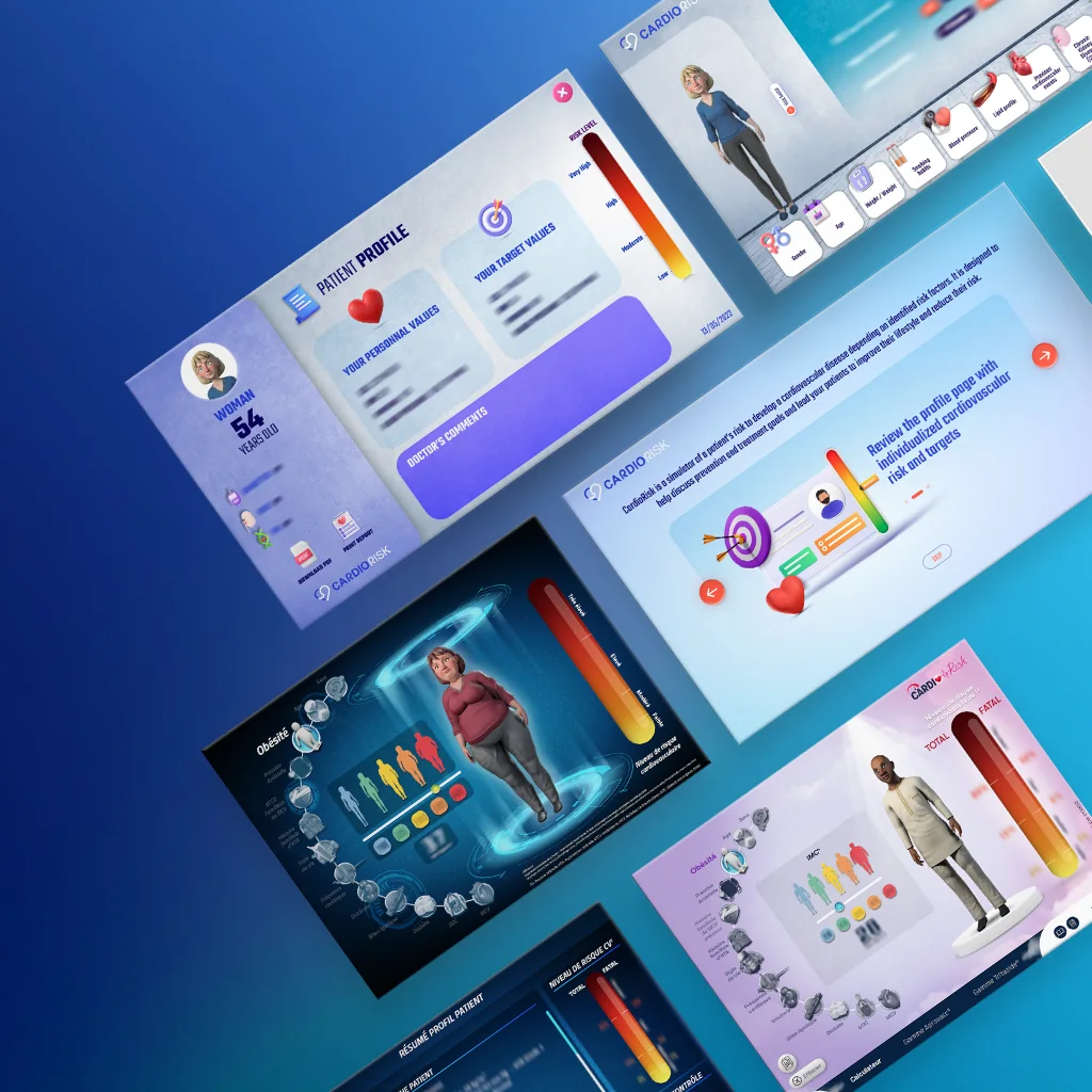CardioRisk cardiovascular risk simulator screens