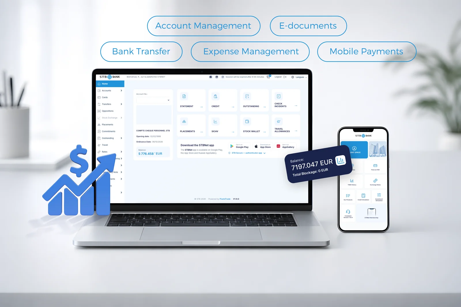 STB internet and mobile banking on desktop and phone